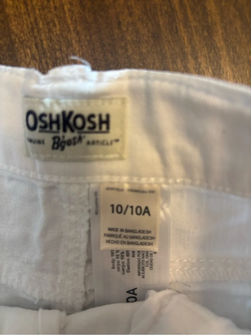 White Girls Frayed Hem Denim Shorts Oshkosh size 10